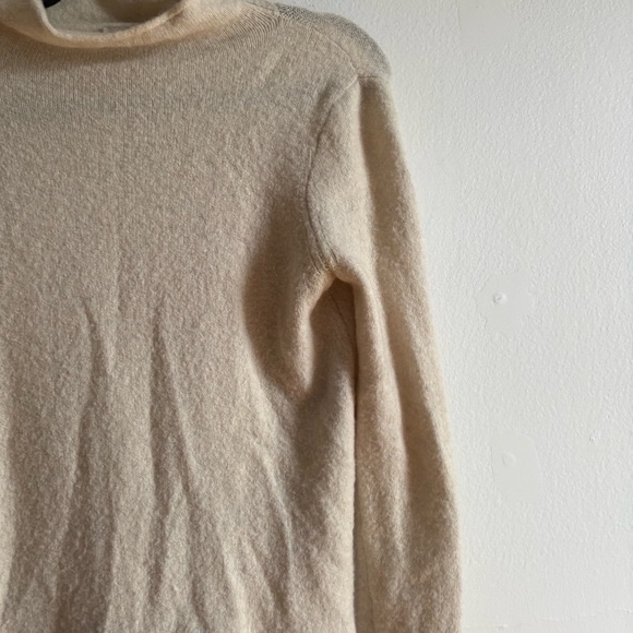 Madewell Sz S Merino Wool Blend Neutral Cream Turtleneck Sweater - Picture 3 of 10
